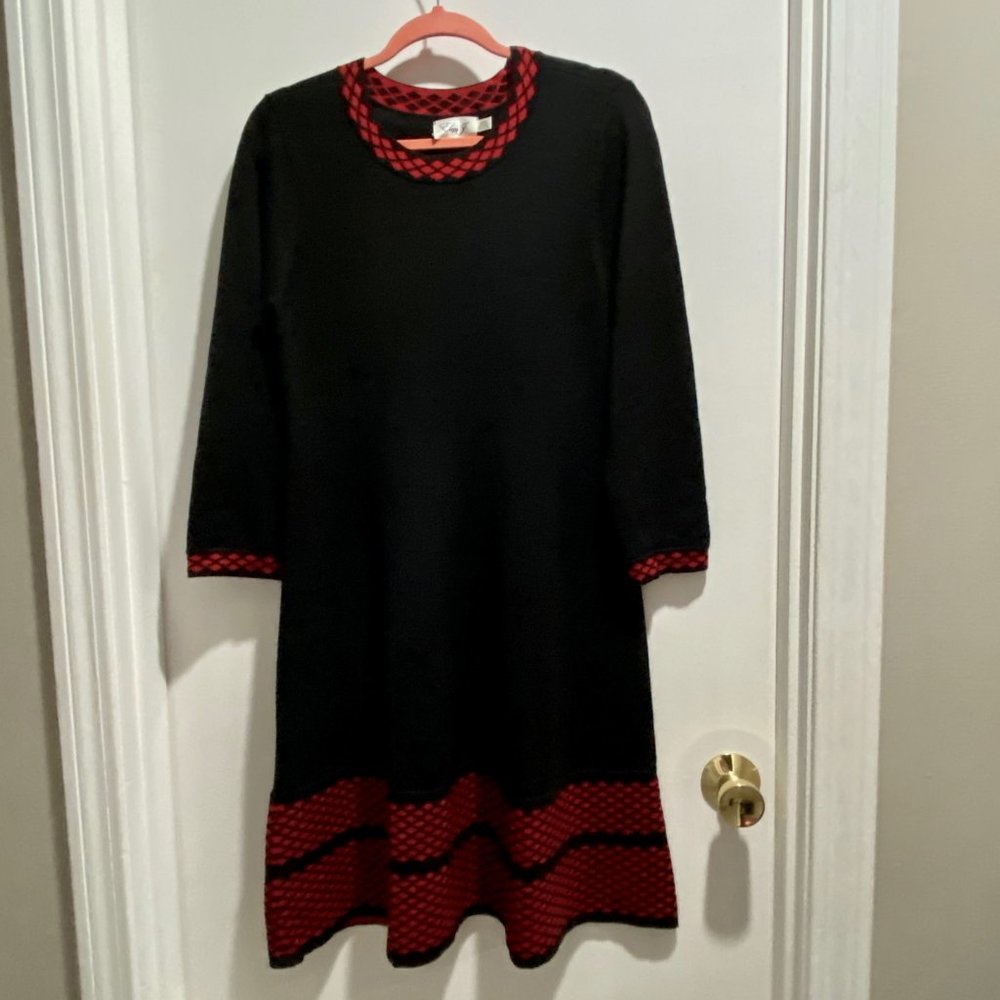 4) Eliza J Work Office Minimalist Capsule Basic A-Line Midi Knit Stretch Dress M